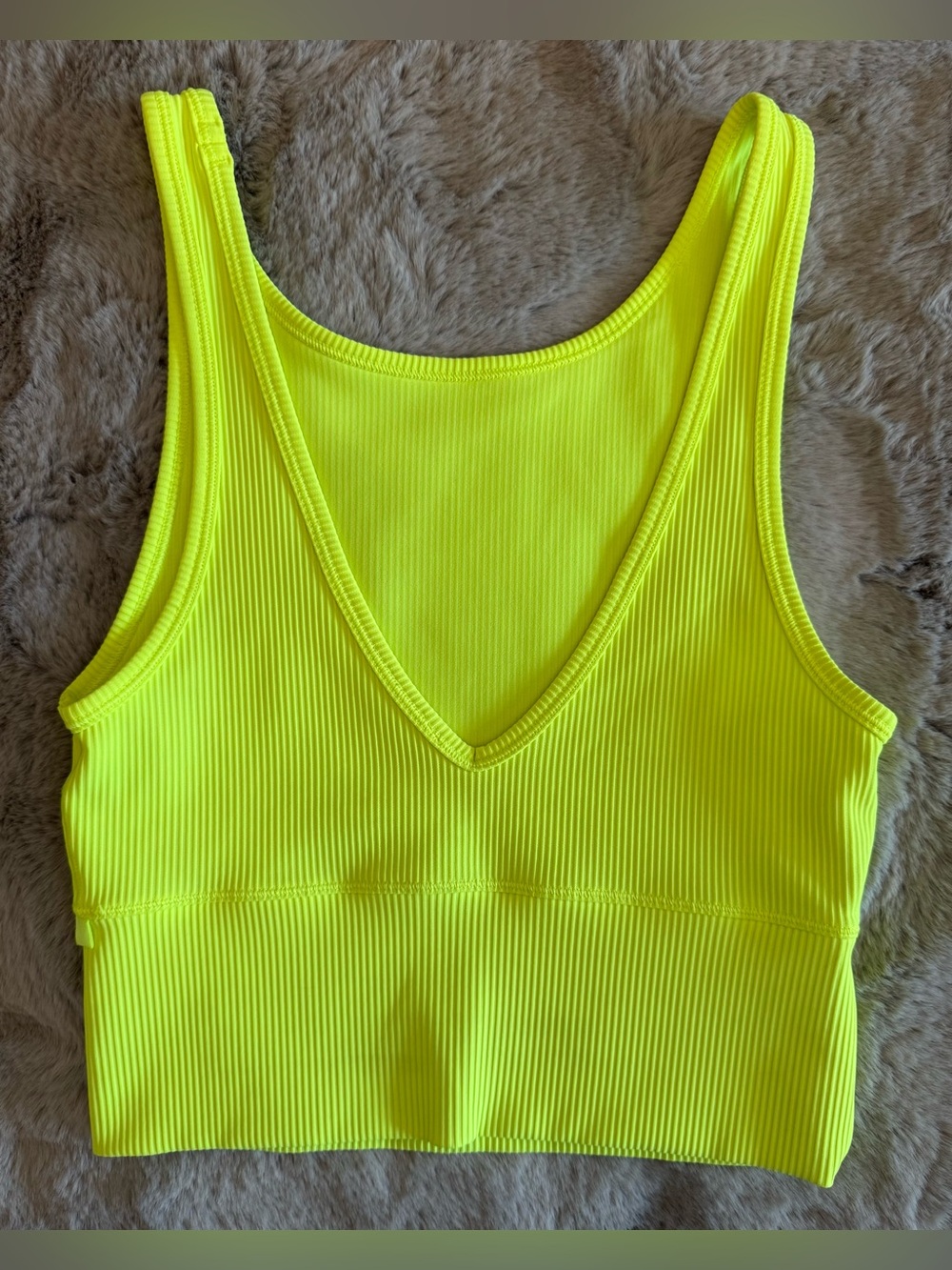 Lululemon Women’s Neon Yellow Ribbed Power Pivot Tank - Size 4 - Picture 2 of 5